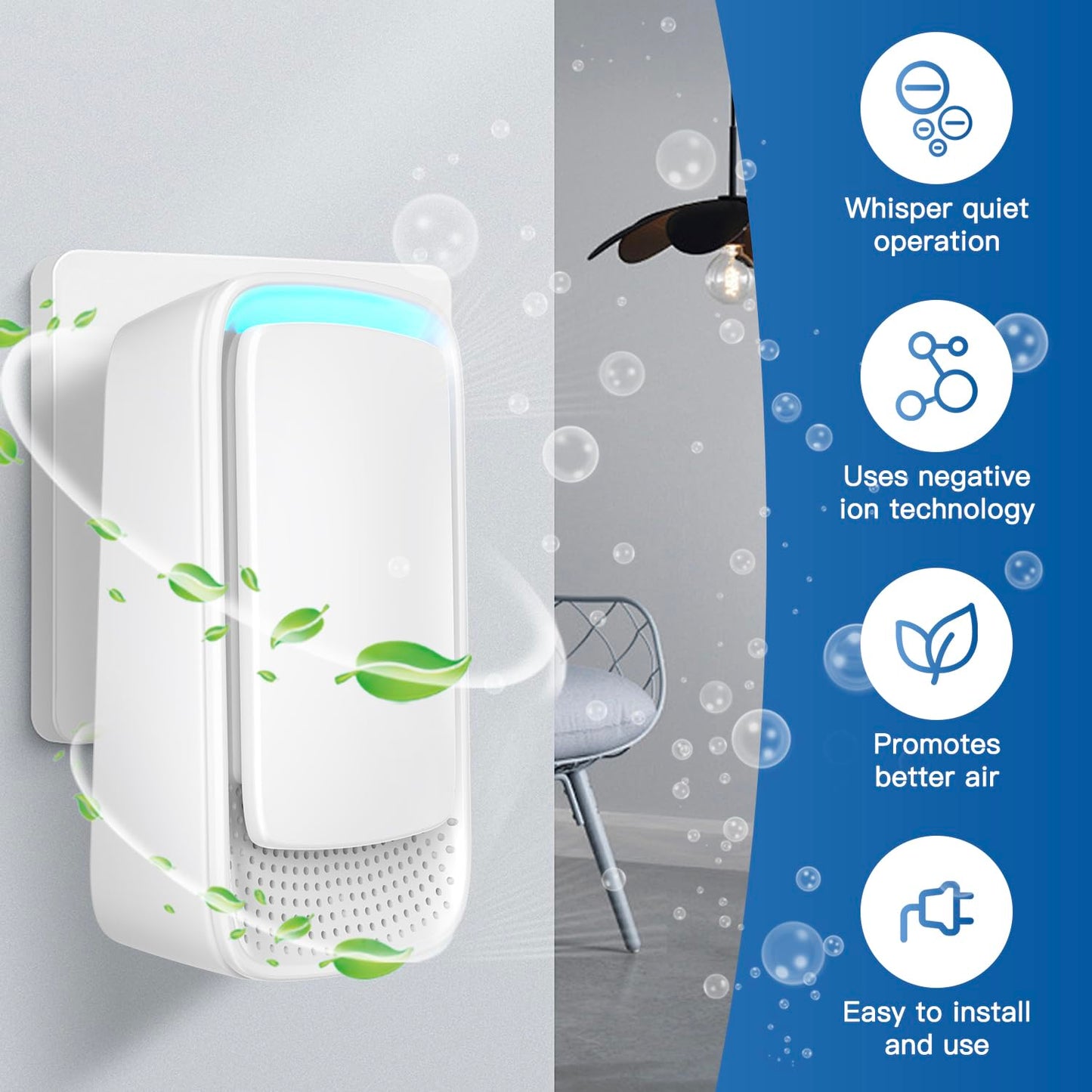Plug-In Ionizer Air Purifier: Quiet Home & Pet Freshener